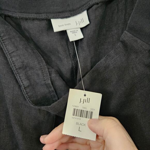 NWT J. JILL Love Linen Black Pull On Elastic Waist Pants Size Large Lightweight - Picture 5 of 6